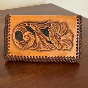 Tandy Tooled Leather Boho Western Credit Card Holder NWOT
